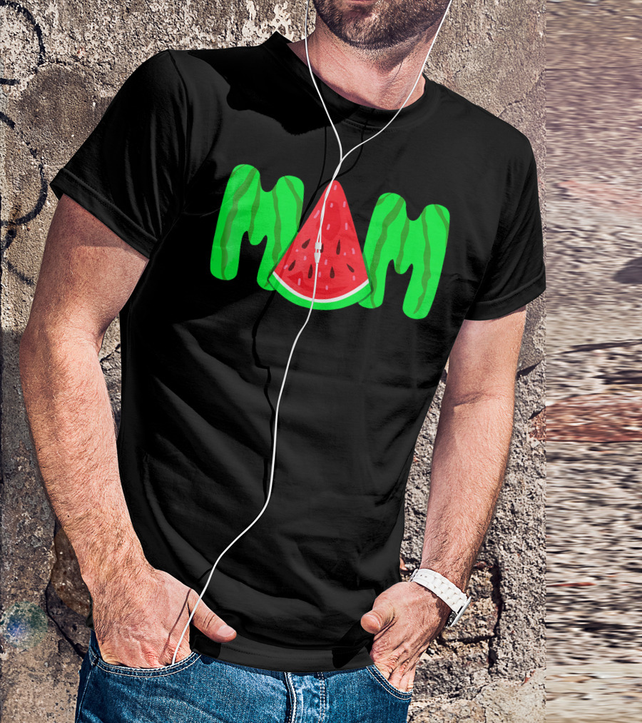 Mom Watermelon Slice Typography T-Shirt