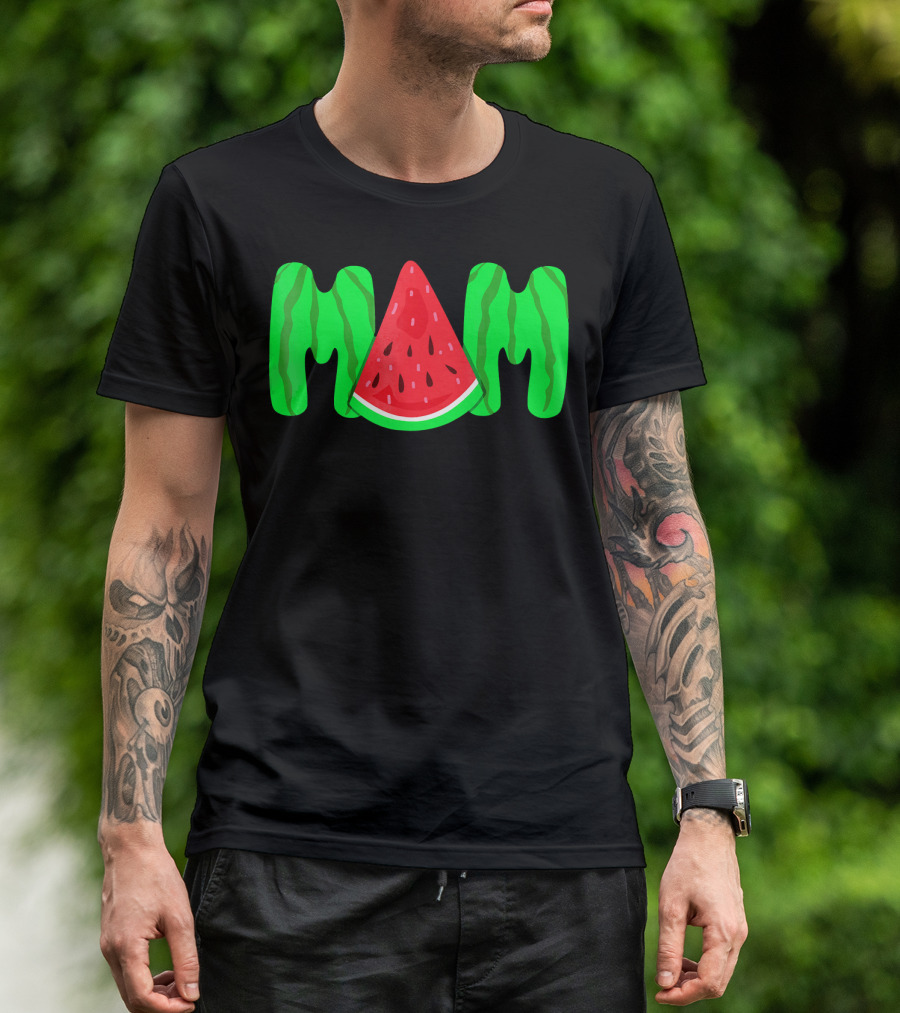 Mom Watermelon Slice Typography T-Shirt