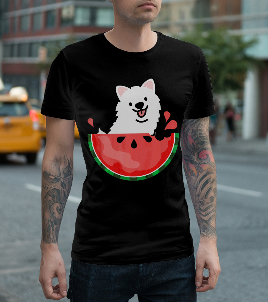 Watermelon Samoyed Summer Va Playful Pup Fun T-Shirt
