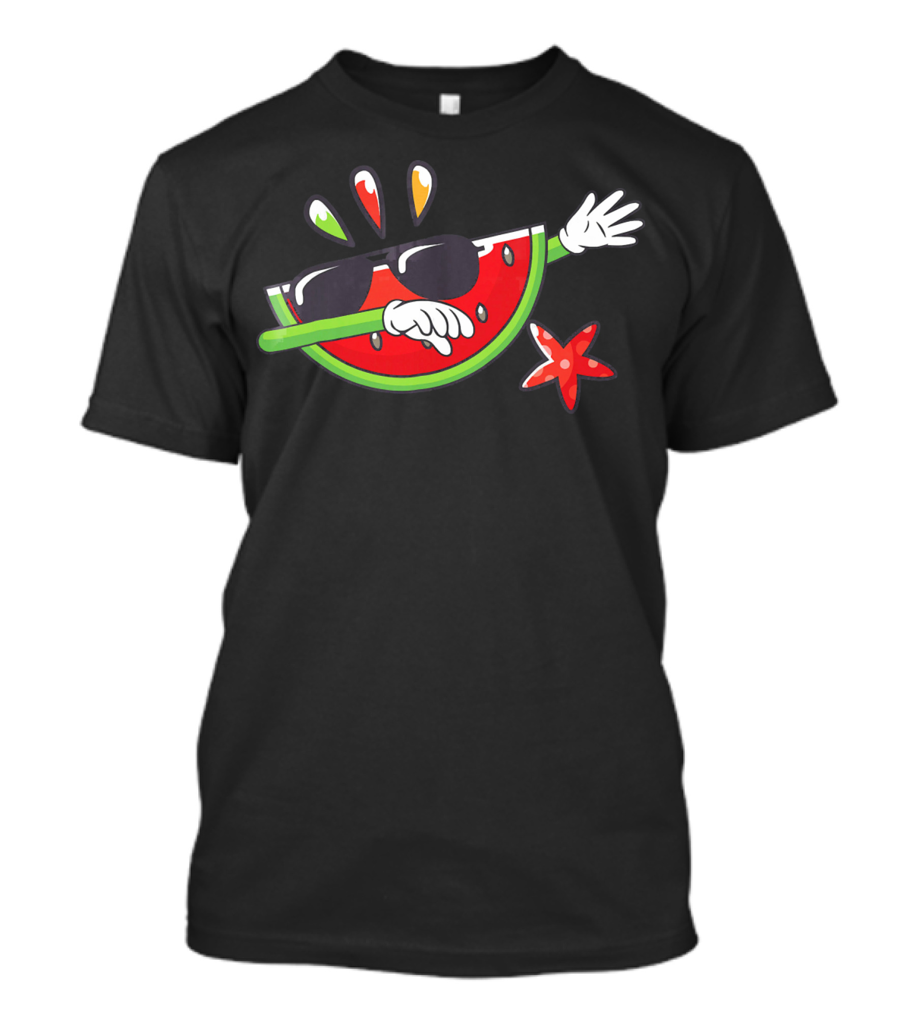 Dabbing Watermelon Slice With Sunglasses And Hawaiian Starfish T-Shirt