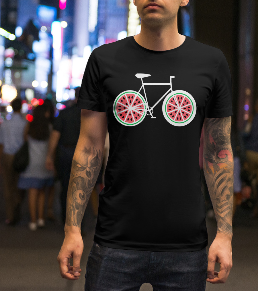 Fixie Single Speed Bicycle With Watermelon Wheels T-Shirt