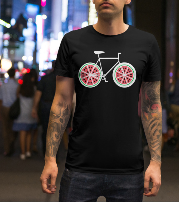 Fixie Single Speed Bicycle With Watermelon Wheels T-Shirt