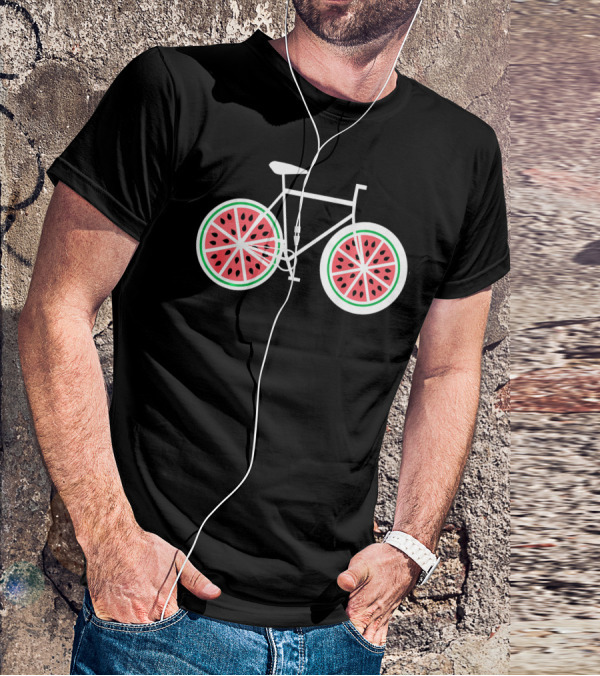 Fixie Single Speed Bicycle With Watermelon Wheels T-Shirt