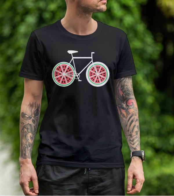 Fixie Single Speed Bicycle With Watermelon Wheels T-Shirt