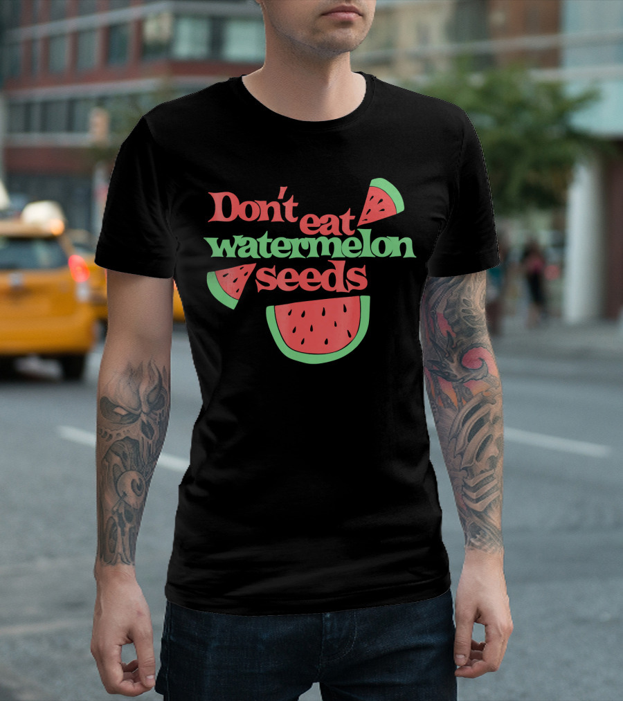 Don't Eat Watermelon Seeds Retro Text and Slice T-Shirt
