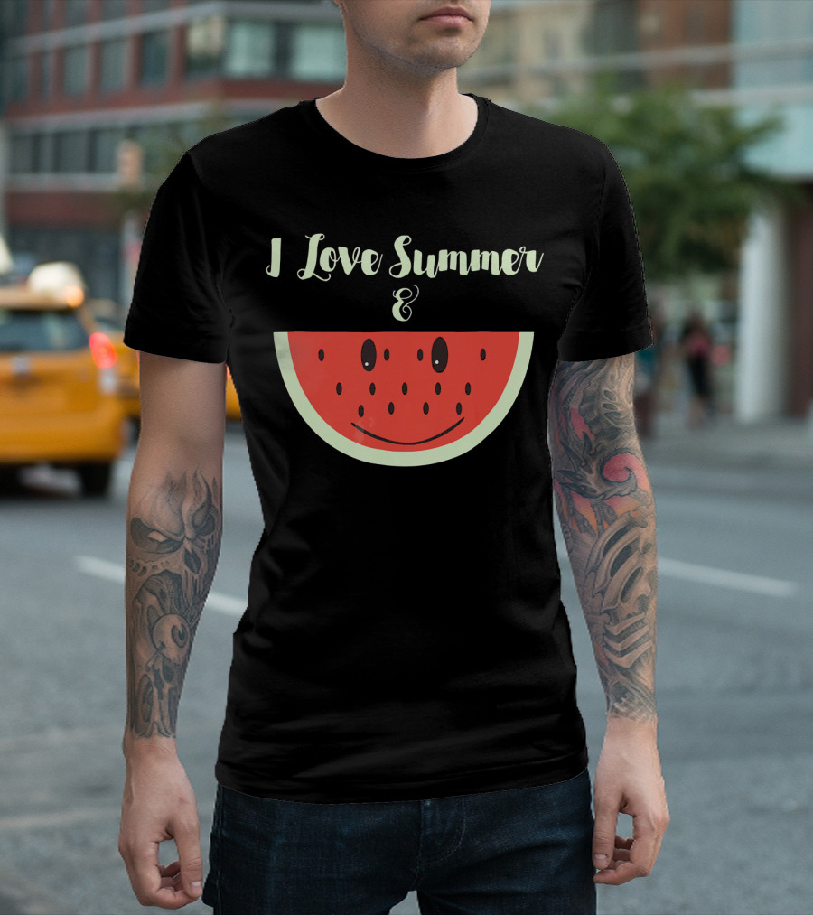 I Love Summer And Smiling Watermelon Fun T-Shirt