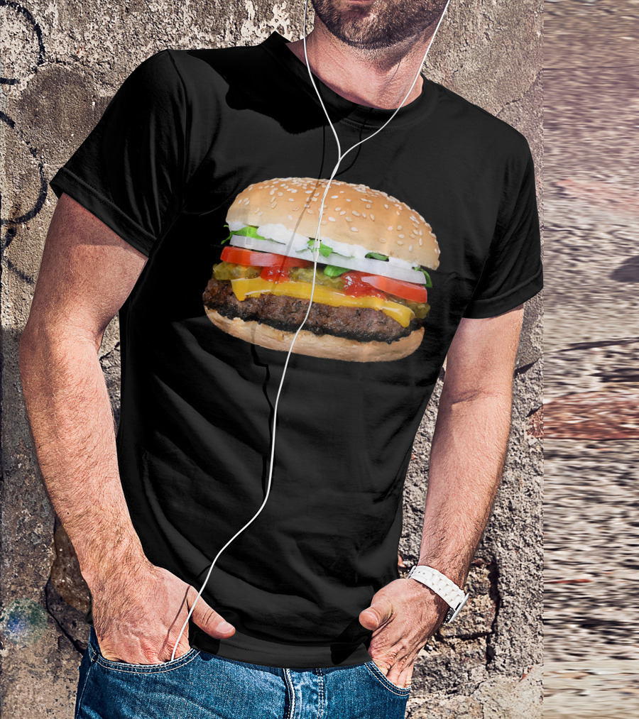 Hamburger Cheeseburger Classic Juicy Sandwich With Cheese And Vegetables T-Shirt