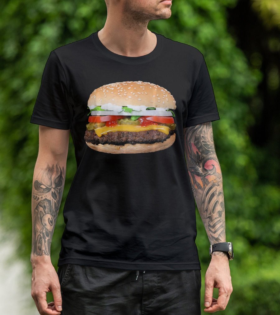 Hamburger Cheeseburger Classic Juicy Sandwich With Cheese And Vegetables T-Shirt