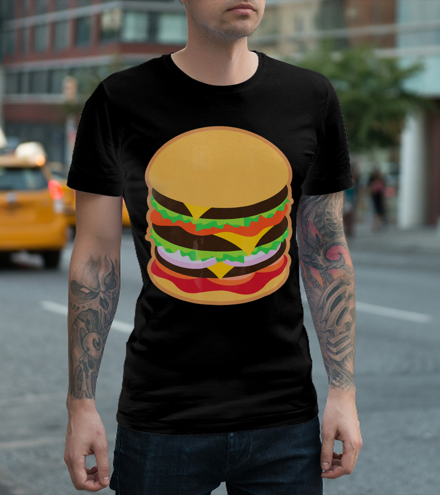 Funny Hamburger Barbecue BBQ Griller Double Cheeseburger T-Shirt