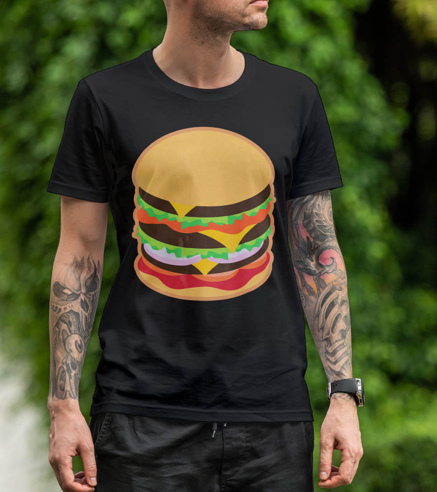 Funny Hamburger Barbecue BBQ Griller Double Cheeseburger T-Shirt