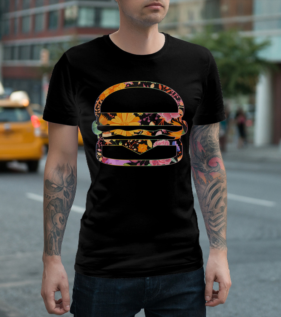 Floral Flower Vintage Retro Hamburger T-Shirt