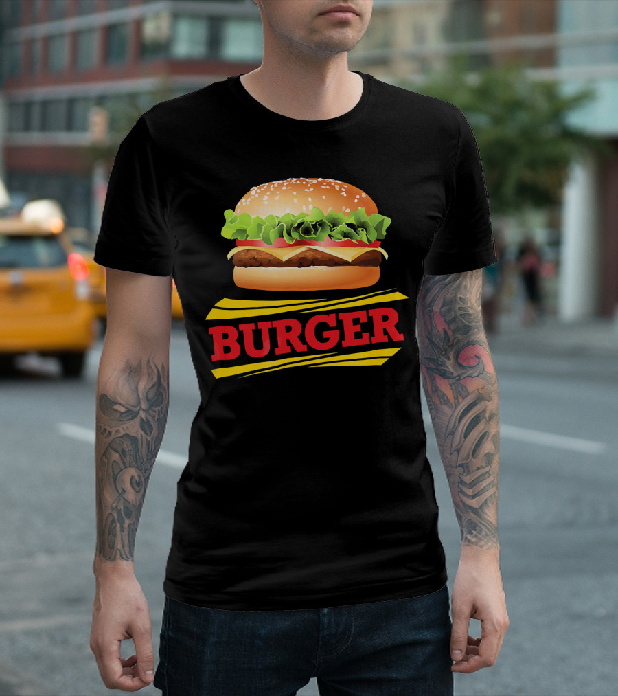 BURGER Cheeseburger Lettuce Meat Tomato Cheese Bun T-Shirt