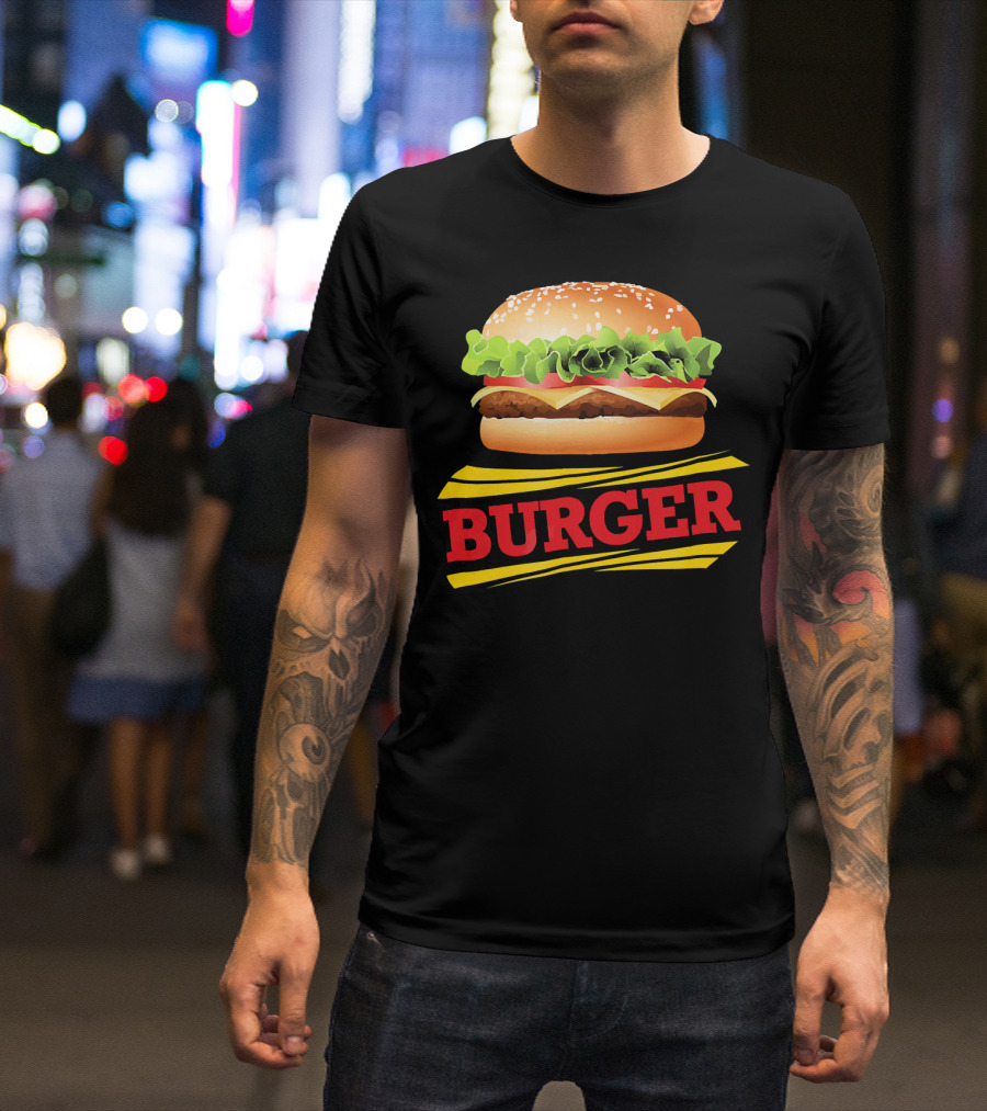 BURGER Cheeseburger Lettuce Meat Tomato Cheese Bun T-Shirt