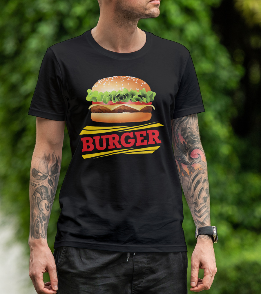 BURGER Cheeseburger Lettuce Meat Tomato Cheese Bun T-Shirt