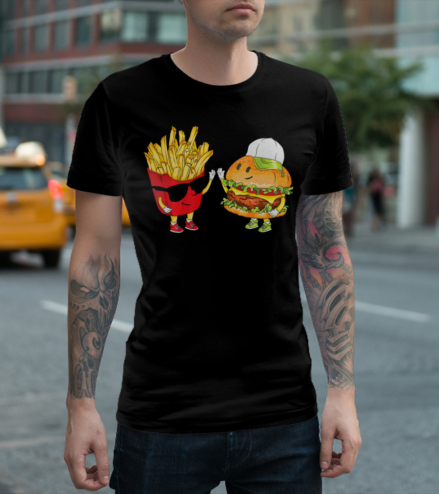 Hamburger Fries High Five Cool Fun Combo T-Shirt