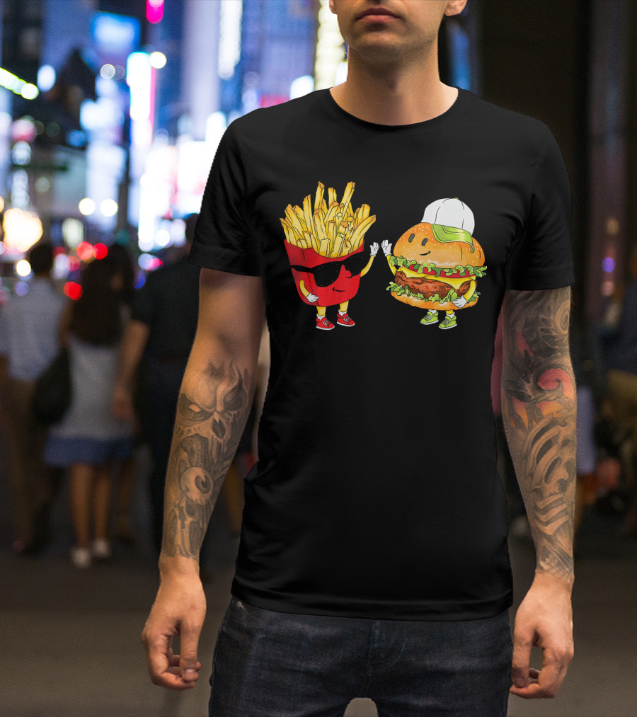Hamburger Fries High Five Cool Fun Combo T-Shirt