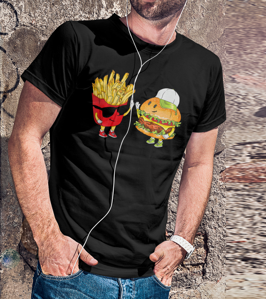 Hamburger Fries High Five Cool Fun Combo T-Shirt