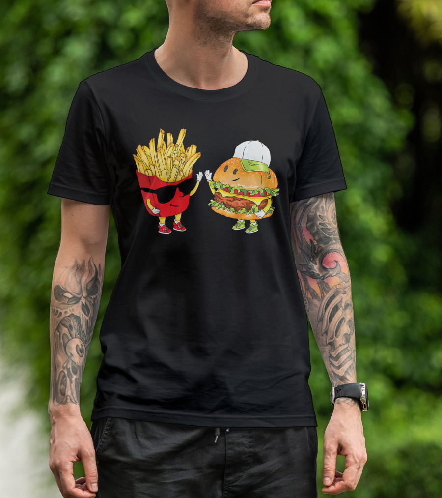 Hamburger Fries High Five Cool Fun Combo T-Shirt