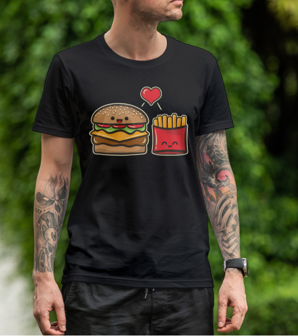 Burger And Fries Love Food T-Shirt