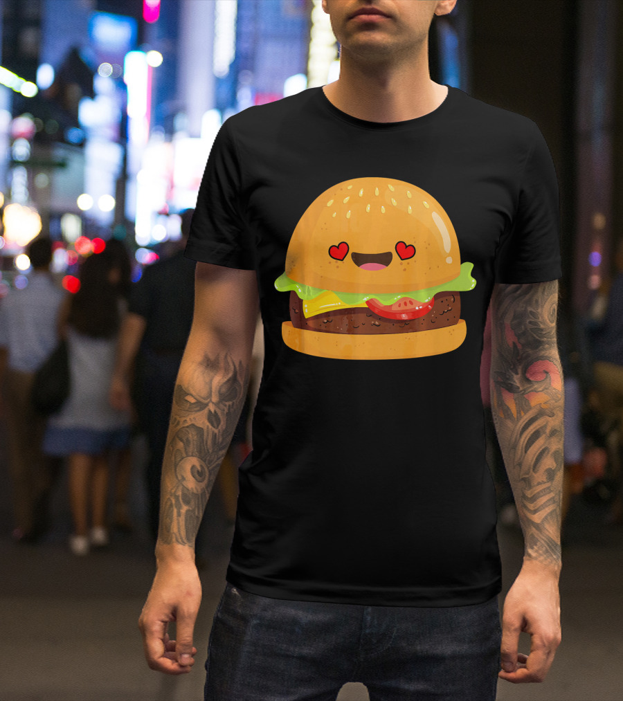 Cheeseburger Love Heart Eyes Emoji Cheese T-Shirt