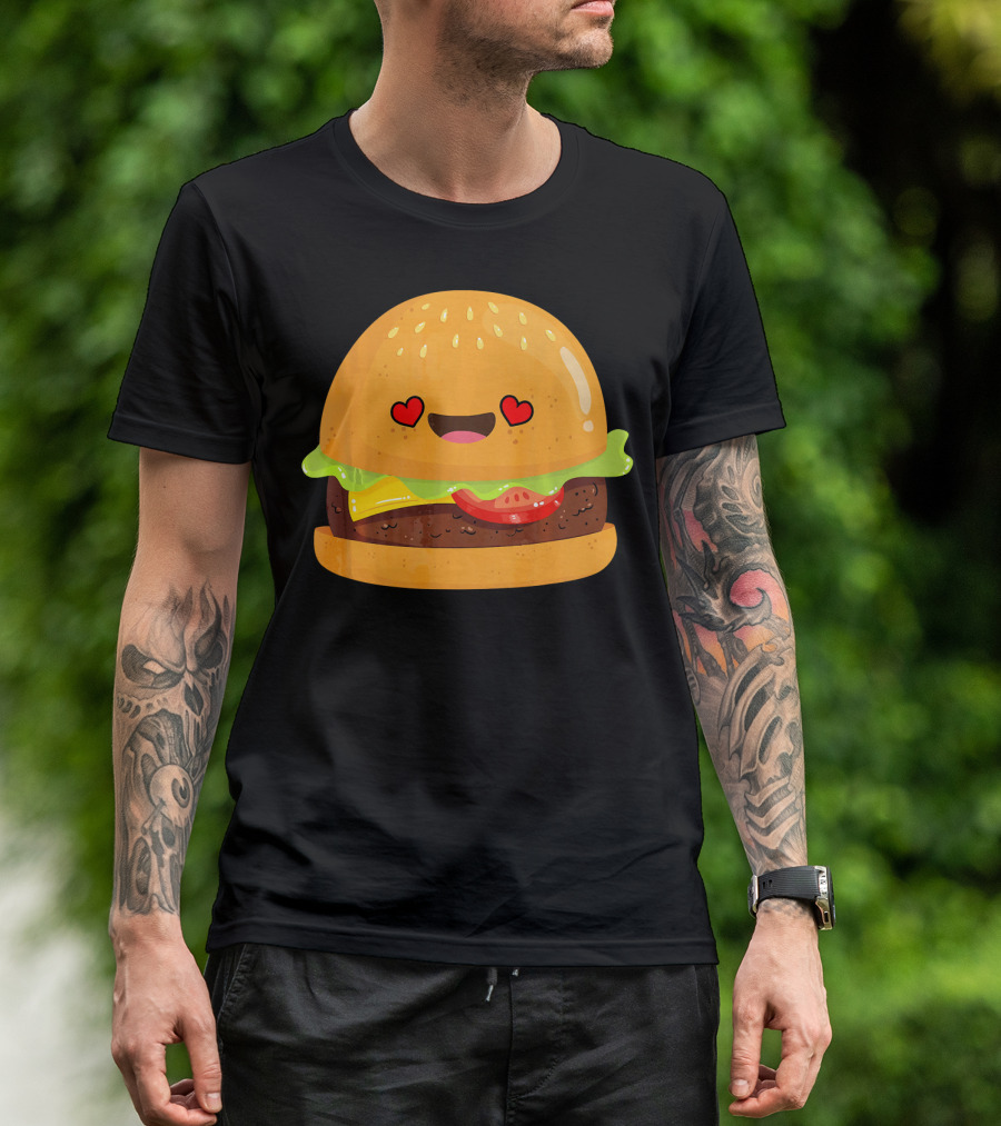 Cheeseburger Love Heart Eyes Emoji Cheese T-Shirt