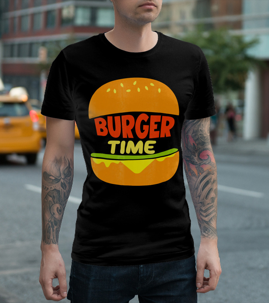 Burger Time Cheeseburger Icon Text T-Shirt