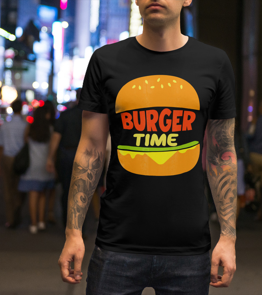 Burger Time Cheeseburger Icon Text T-Shirt