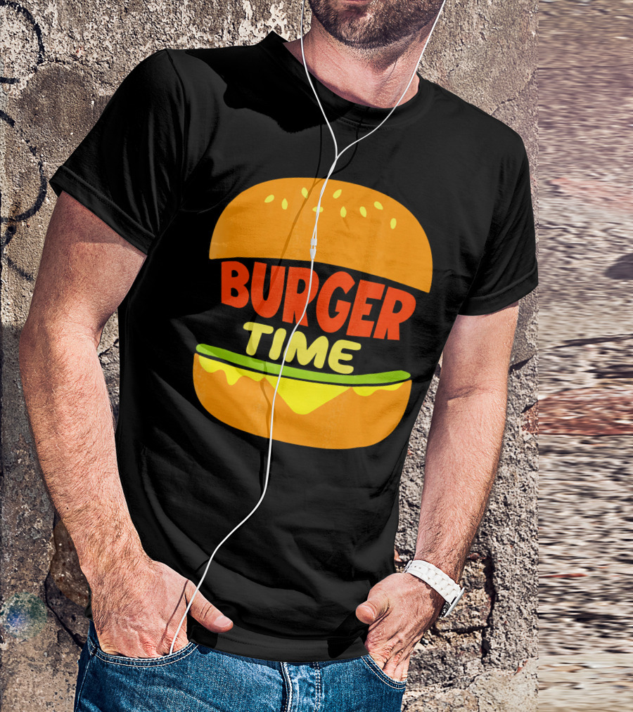 Burger Time Cheeseburger Icon Text T-Shirt