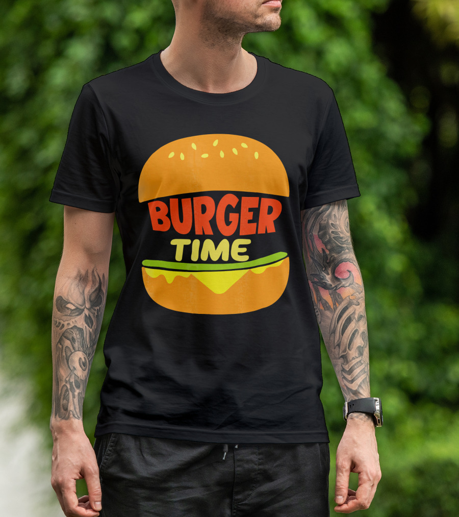 Burger Time Cheeseburger Icon Text T-Shirt