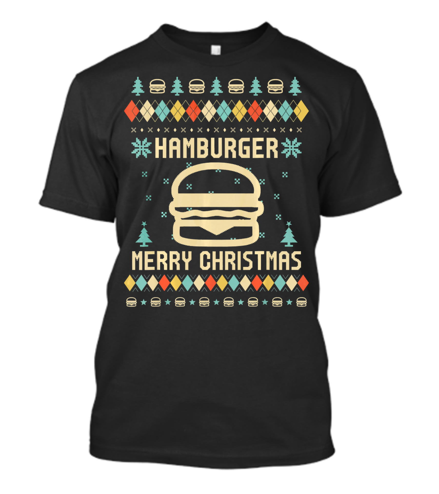 Hamburger Merry Christmas Ugly T-Shirt