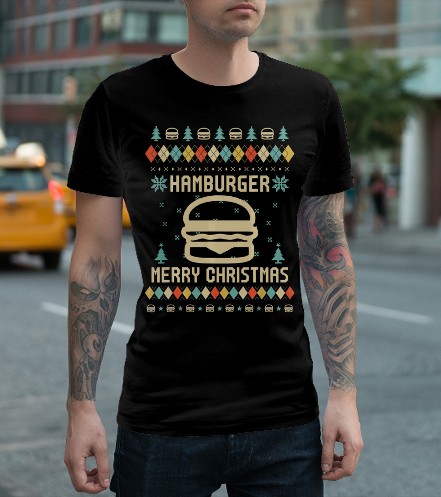 Hamburger Merry Christmas Ugly T-Shirt