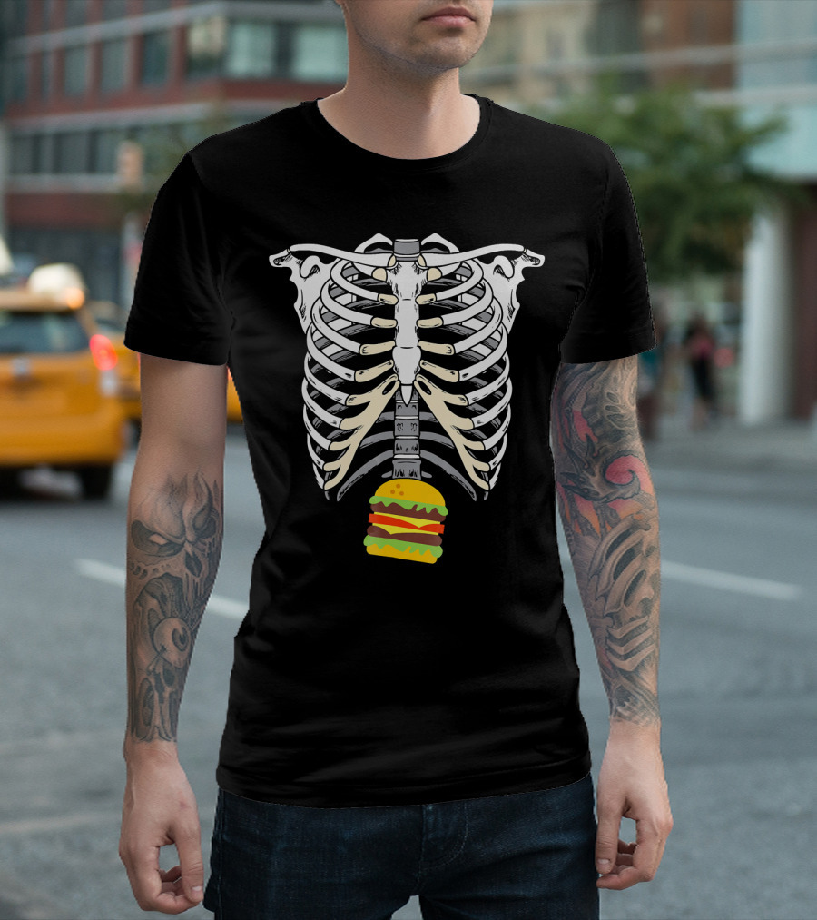 Skeleton X Ray Hamburger Ribcage T-Shirt