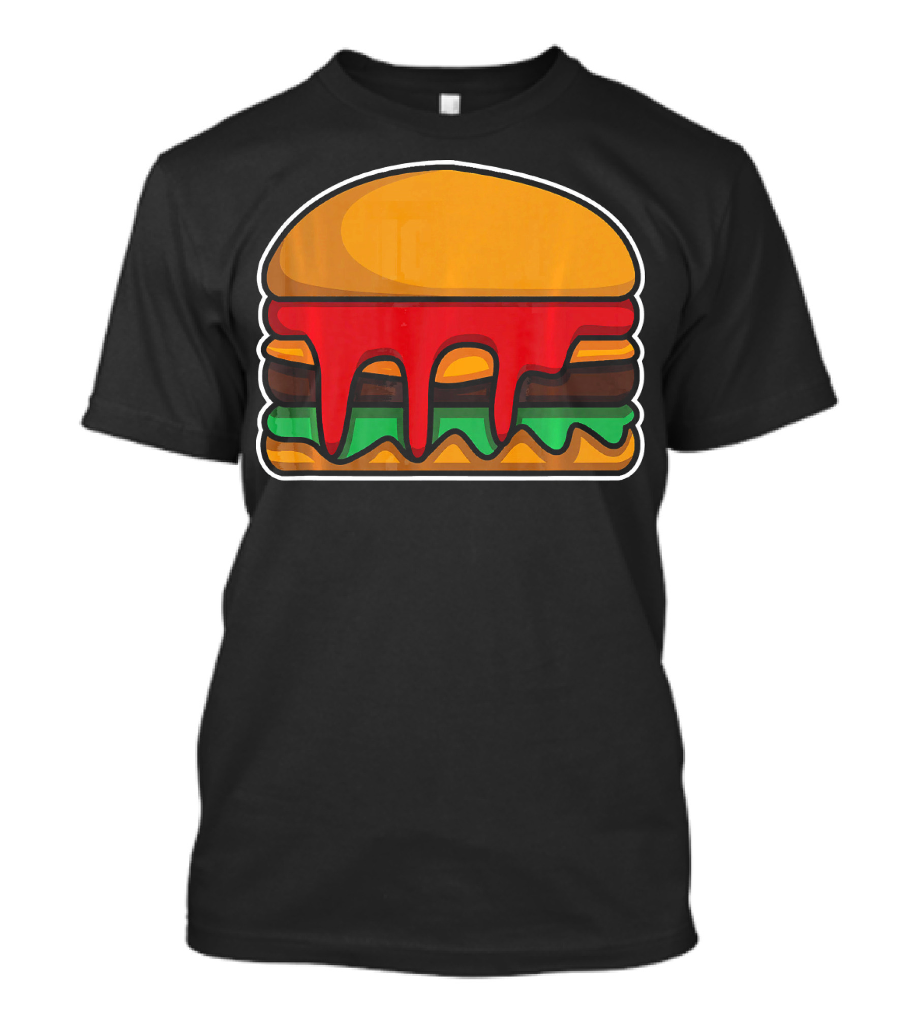 Cool Cute Hamburger Dripping Cheese Ketchup T-Shirt