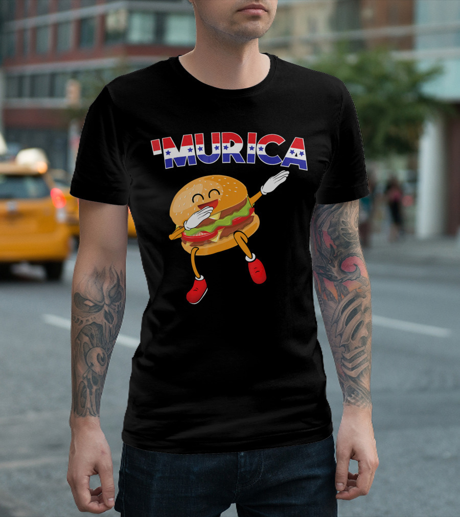 'Murica Dabbing Burger 4th of July T-Shirt