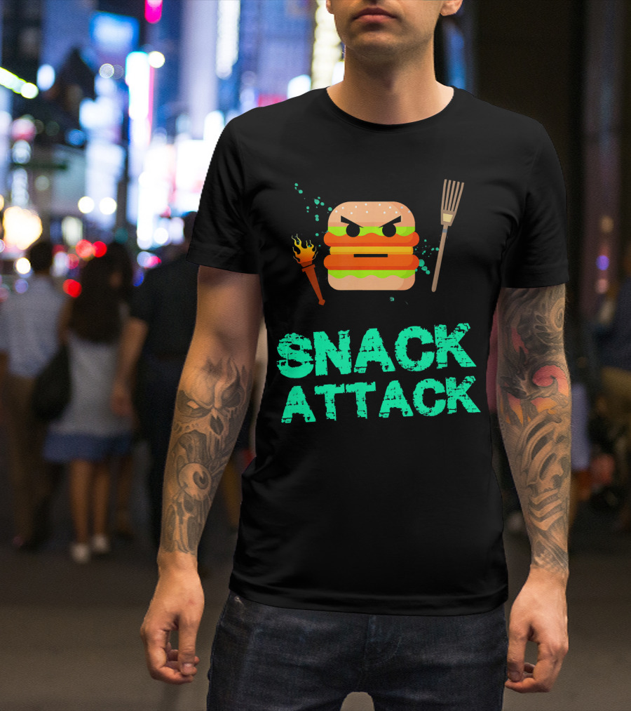 Snack Attack Burger Funny Food Snacks T-Shirt