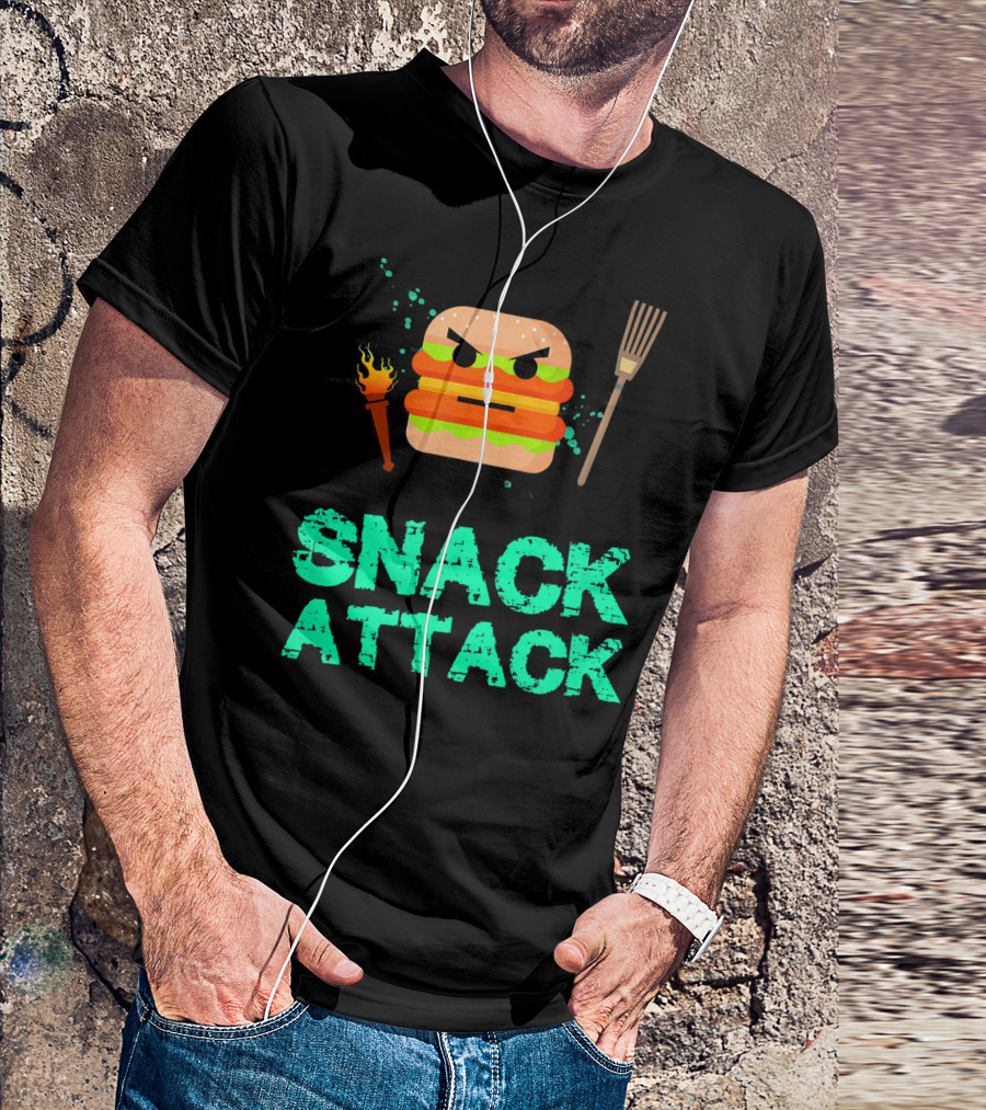 Snack Attack Burger Funny Food Snacks T-Shirt