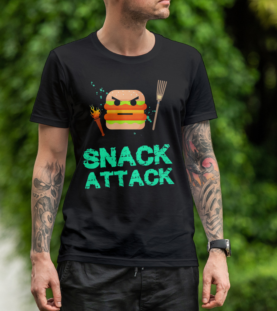 Snack Attack Burger Funny Food Snacks T-Shirt
