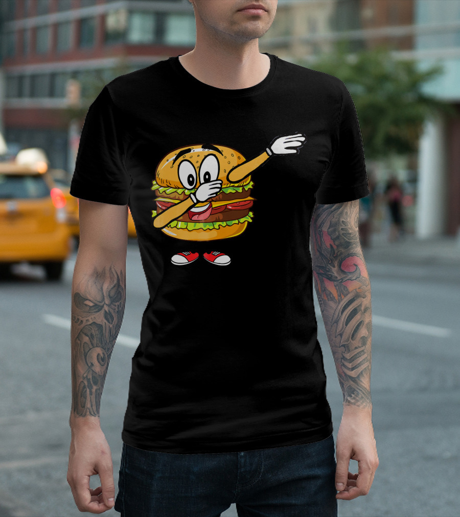Dabbing Cheeseburger Funny Hamburger Comic Pose T-Shirt