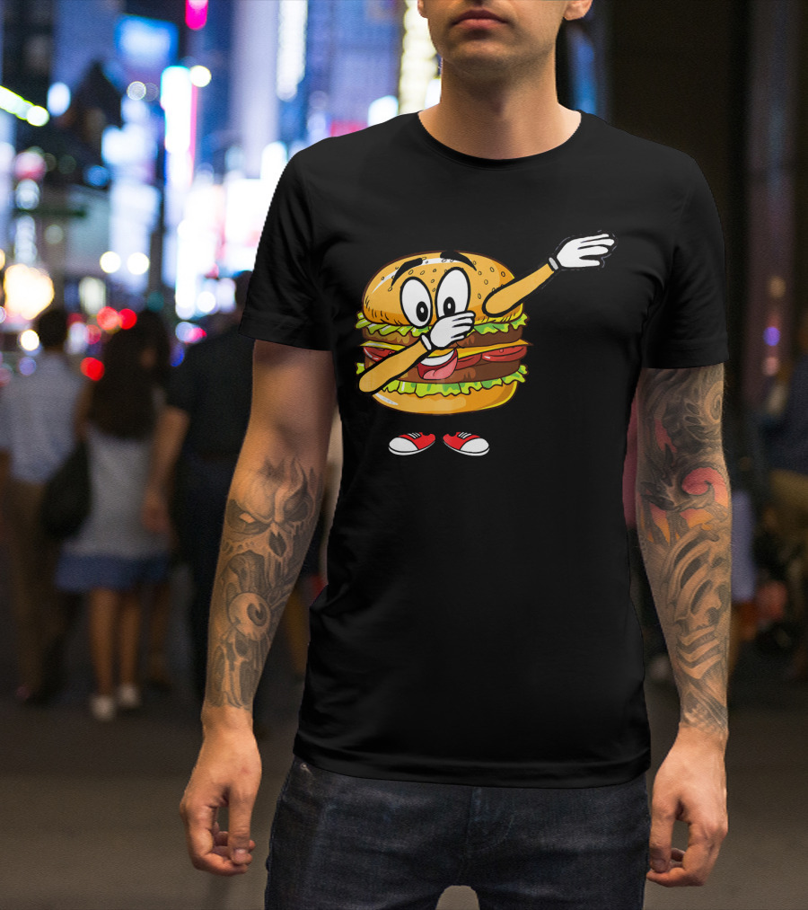 Dabbing Cheeseburger Funny Hamburger Comic Pose T-Shirt