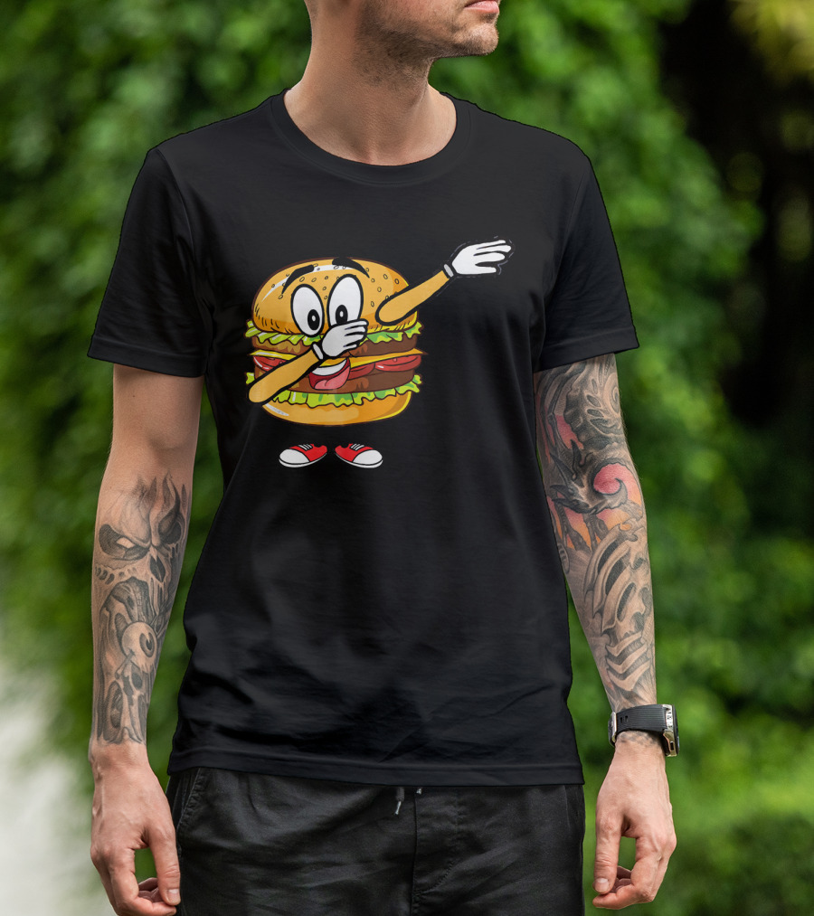 Dabbing Cheeseburger Funny Hamburger Comic Pose T-Shirt