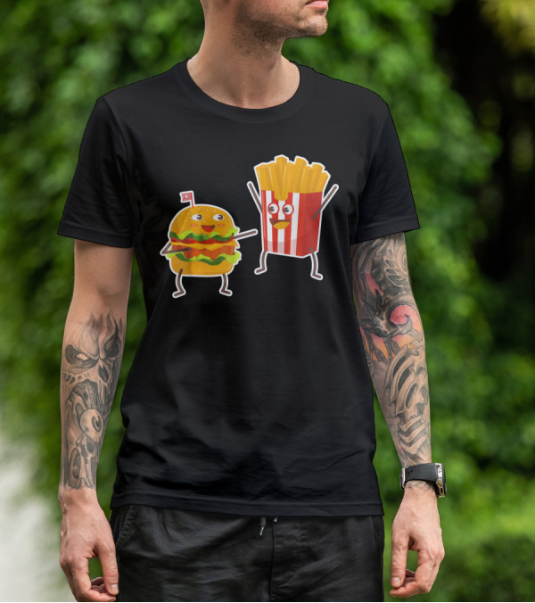 Hamburger And French Fries Happy Dance Duo T-Shirt
