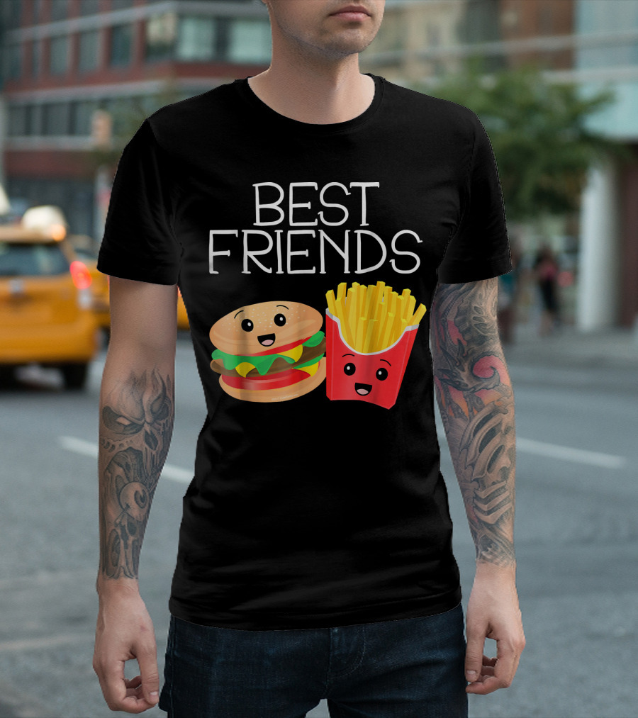 Best Friends Burger and French Fries Happy Faces T-Shirt