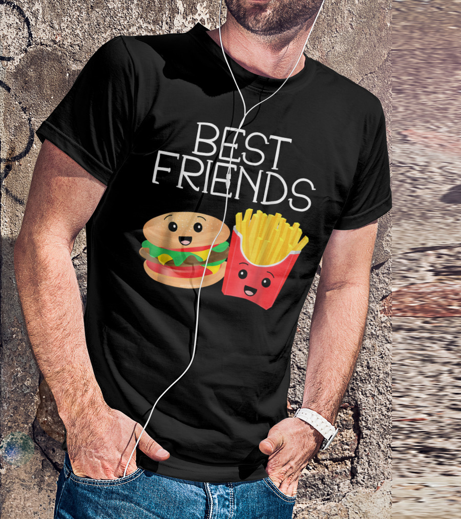 Best Friends Burger And French Fries Happy Faces T-Shirt