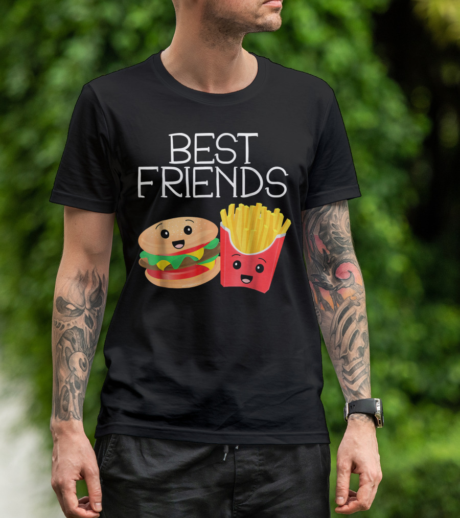 Best Friends Burger And French Fries Happy Faces T-Shirt
