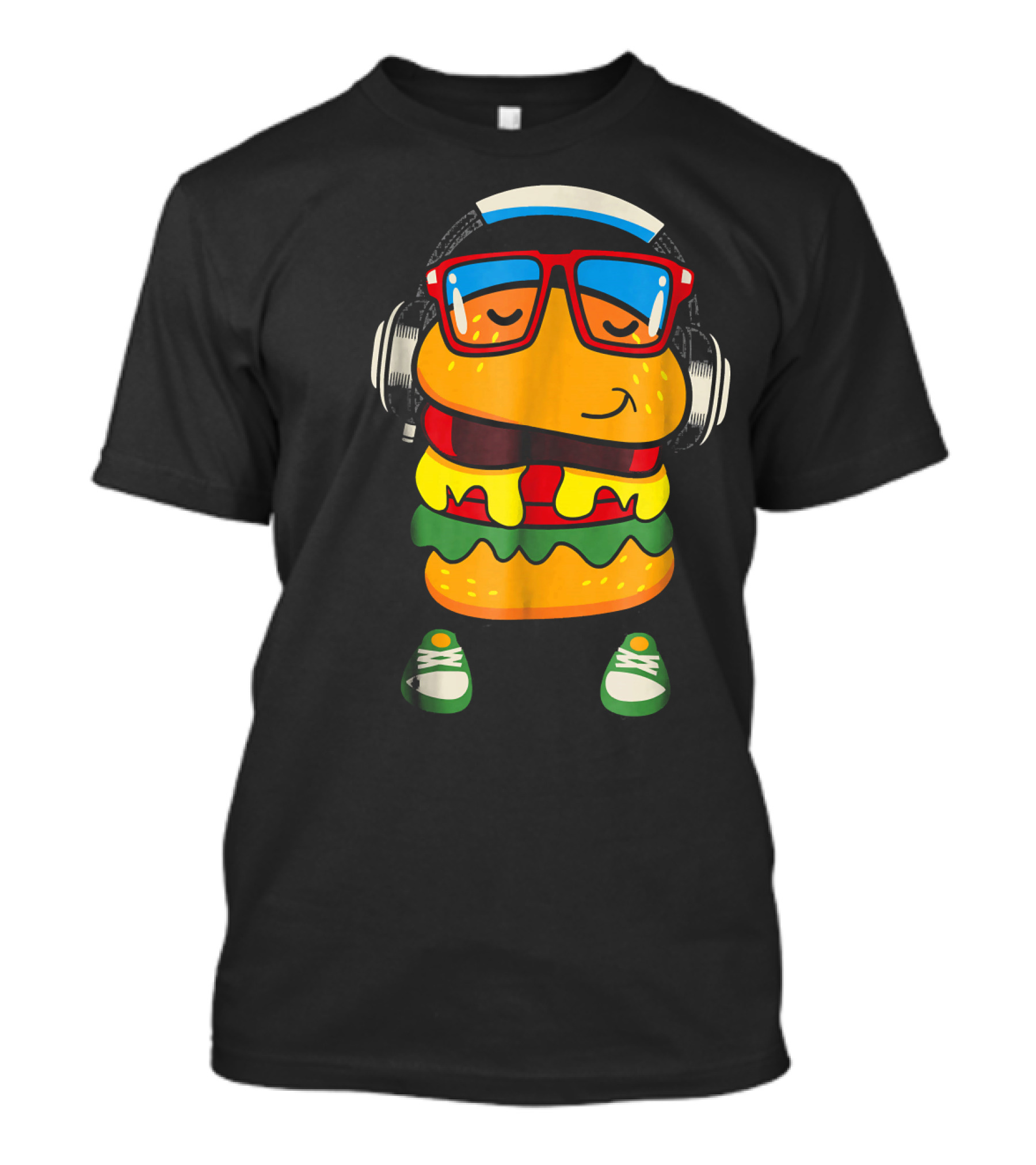 Dancing Hamburger With Headphones And Glasses T-Shirt