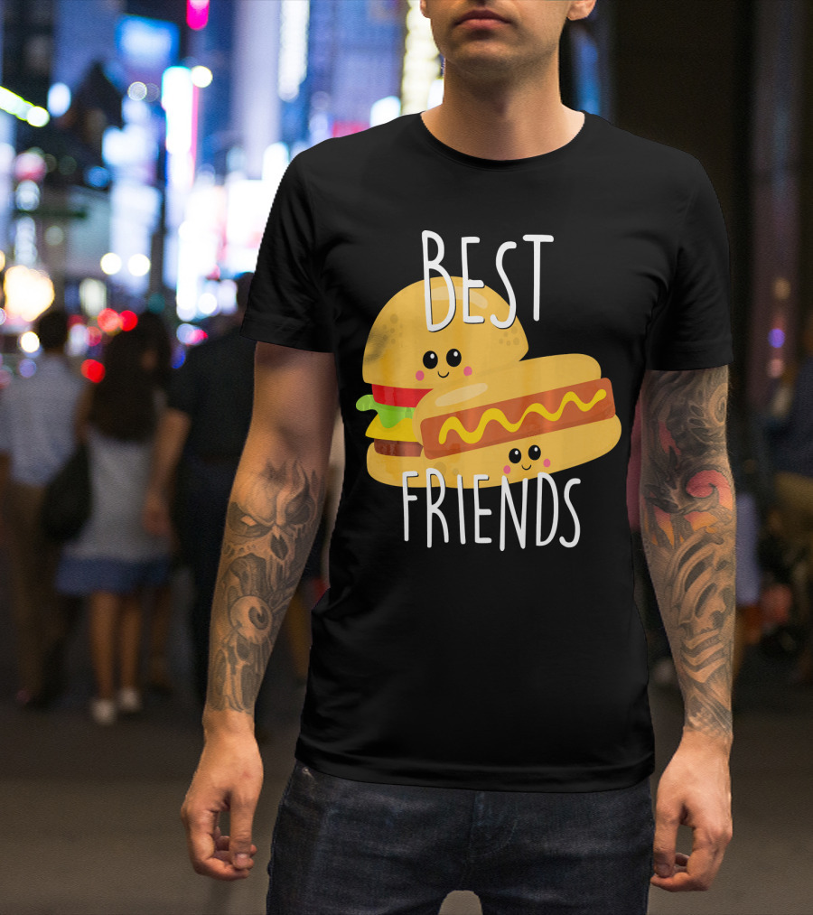 Best Friends Hot Dog And Burger Matching Duo T-Shirt