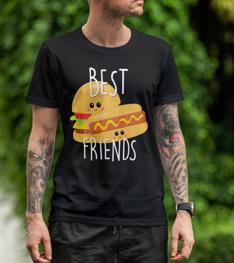 Best Friends Hot Dog And Burger Matching Duo T-Shirt