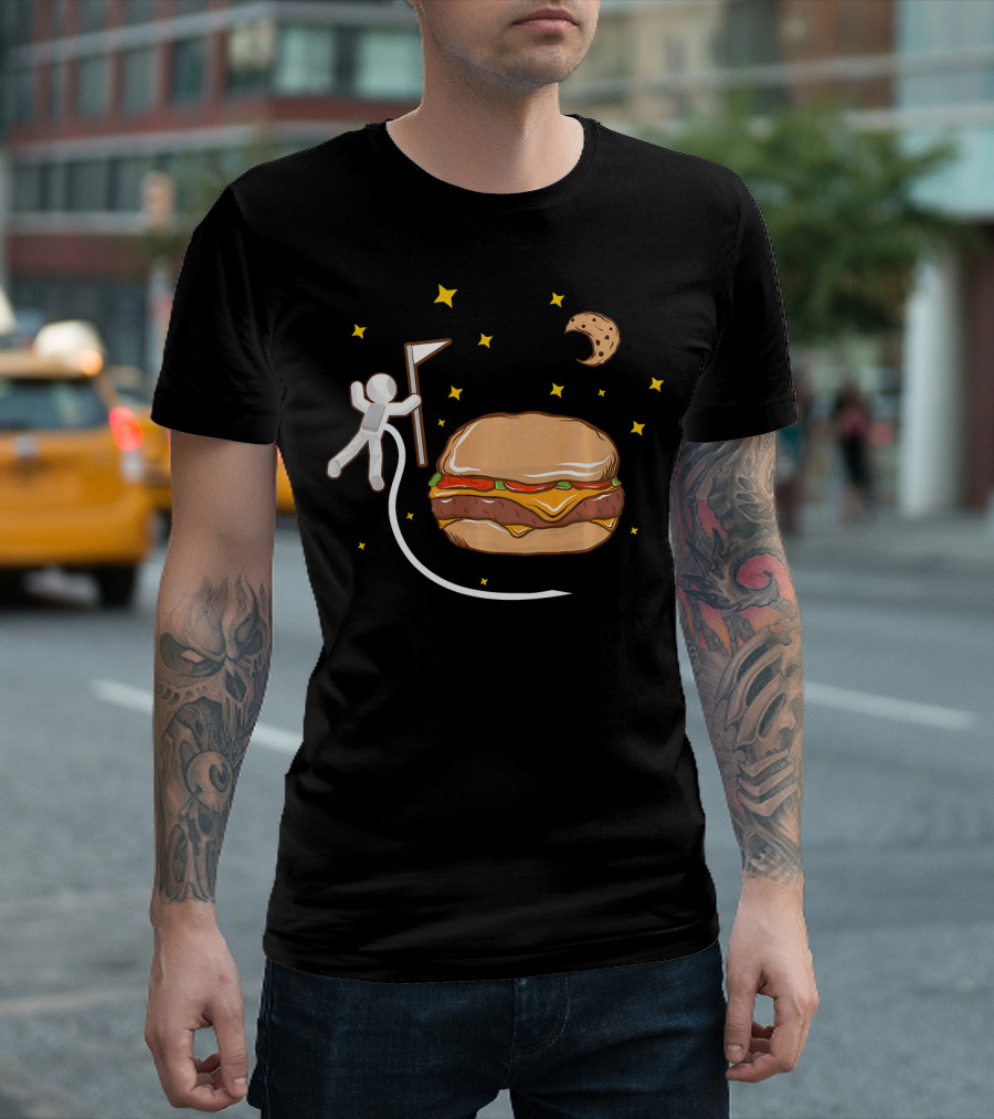 Astronaut Spacewalk Cheeseburger Adventure Moon Cookie T-Shirt