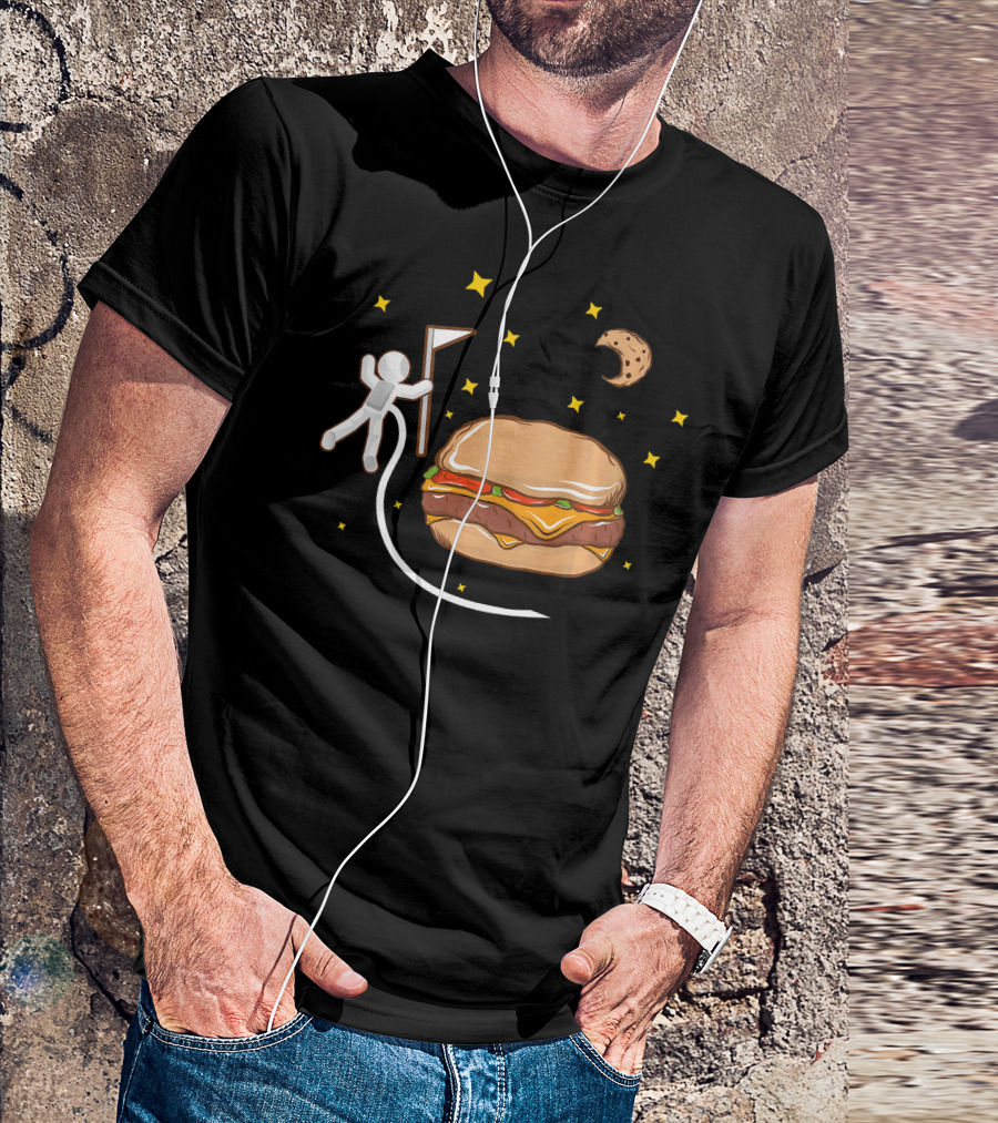 Astronaut Spacewalk Cheeseburger Adventure Moon Cookie T-Shirt