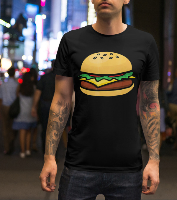 Burger Cheeseburger Lettuce Tomato Cheese Sesame Bun T-Shirt